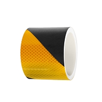 Vysoce reflexní výstražná páska, pravá, černá/žlutá, 5 cm × 25 m